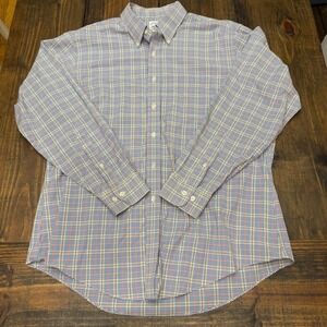 Brooks Brothers Mens XL Button Down Shirt Plaid Non Iron Stretch Long Sleeve